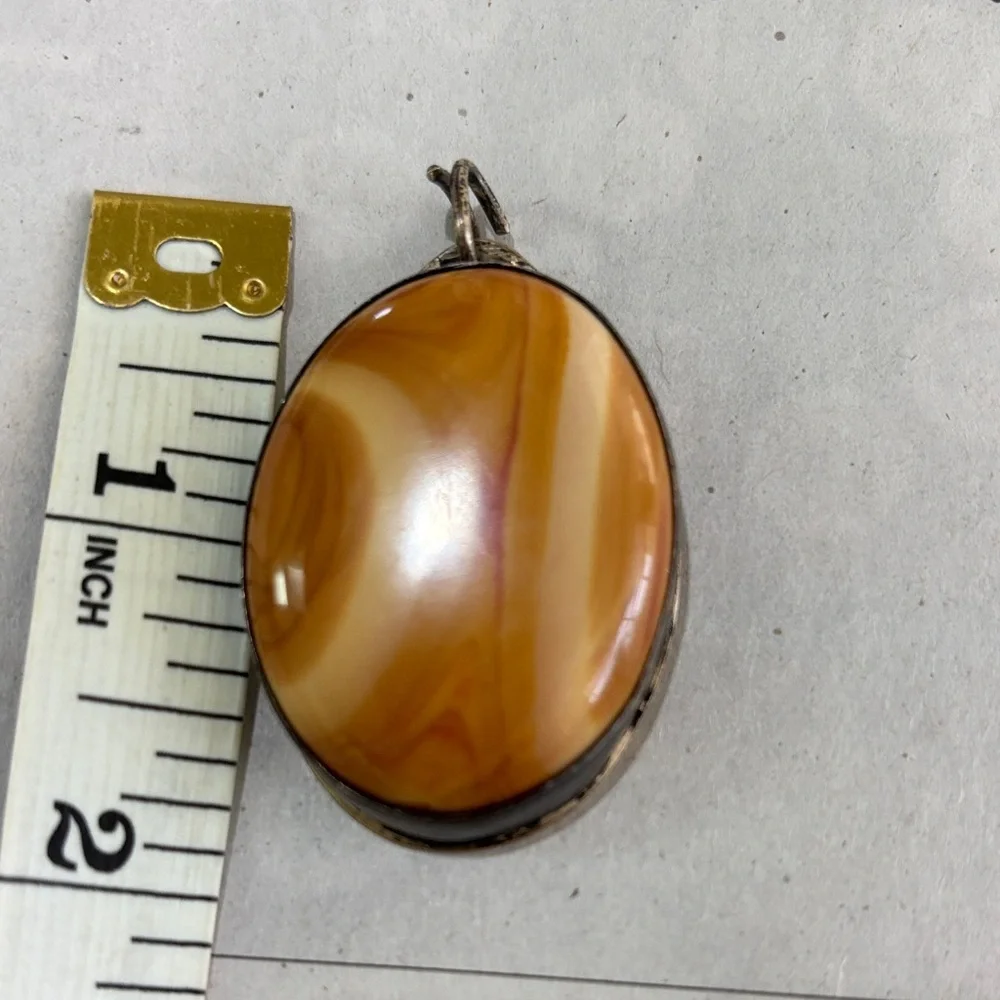Sterling Pendant with Carnelian Oval Stone